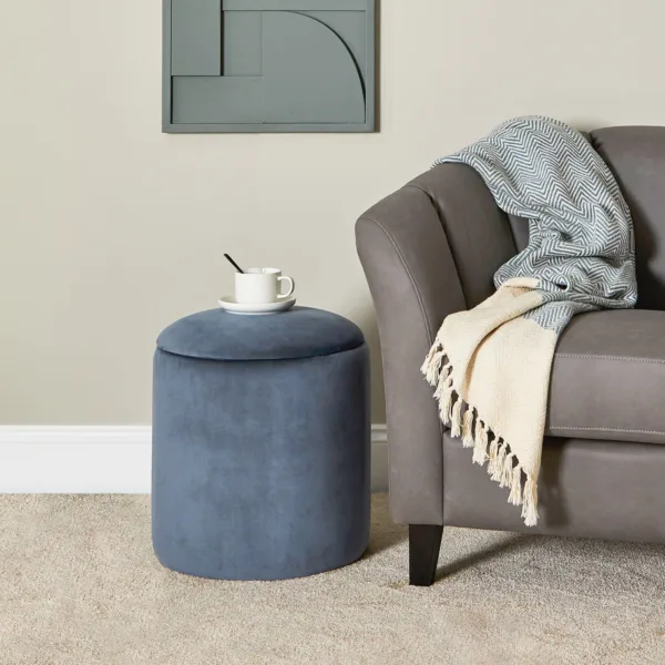 Outlet - Abigail Storage Pouffe/Footstool - Horizon Blue