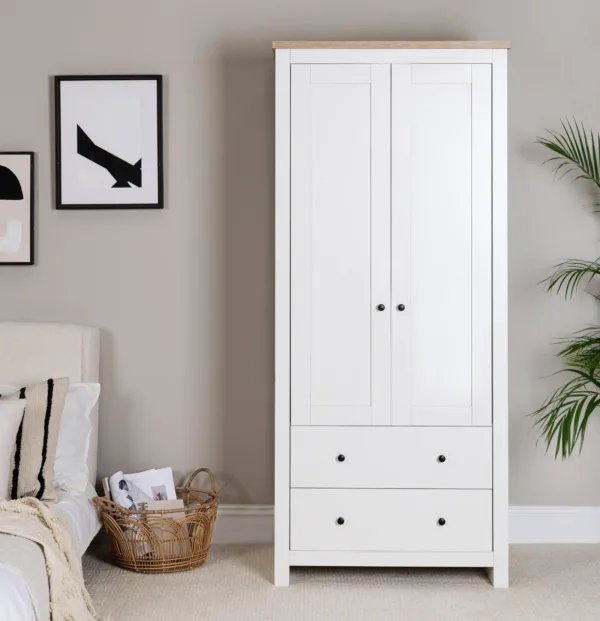 Outlet - Bampton 2 Door Tall Wardrobe - Alabaster White