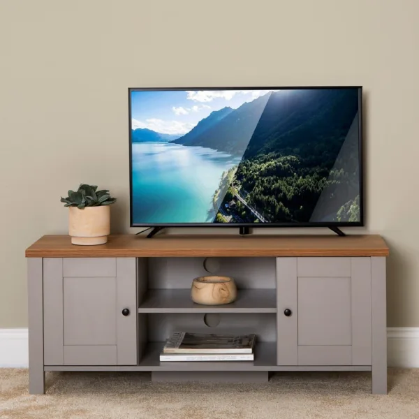Outlet - Bampton 2 Door TV Unit - Stone Grey