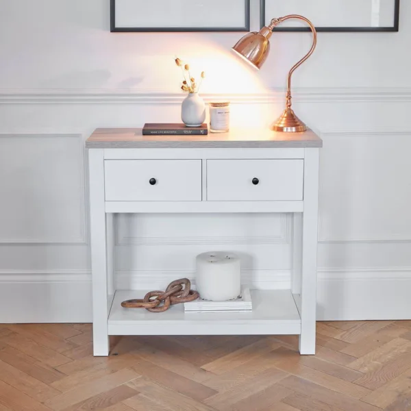 Outlet - Bampton 2 Drawer Console Table - Alabaster White