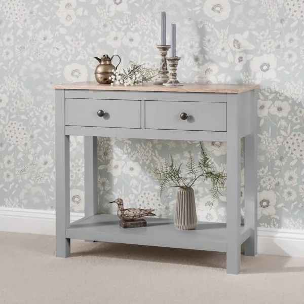 Outlet - Bampton 2 Drawer Console Table - Stone Grey