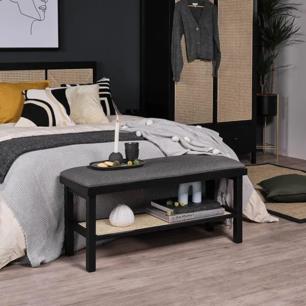 Outlet - Charlie Hallway Bench - Cane - Black