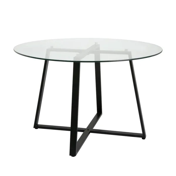 Outlet - Clara Glass Round Dining Table - Black Frame