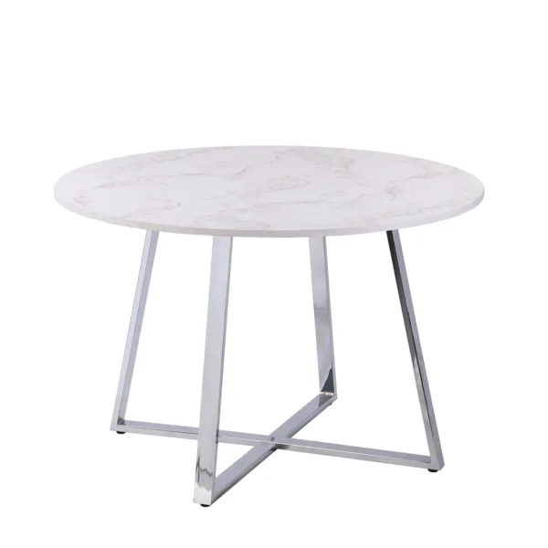 Outlet - Clara Marble effect round dining table - with chrome frame