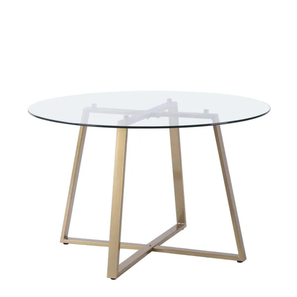Outlet - Clara Glass Round Dining Table - Gold Frame