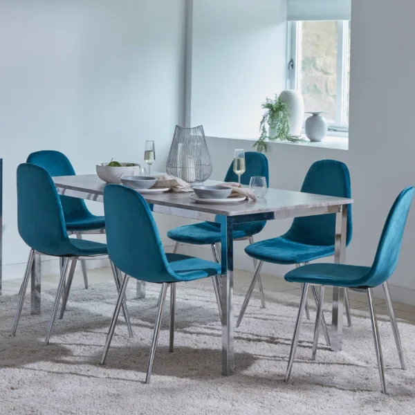 Outlet - Ellis Dining Chairs - Set of 2 - Teal & Chrome