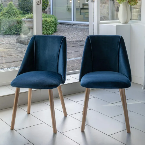 Outlet - Freya Dining Chairs - Set of 2 - Blue & Natural