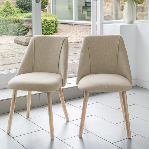 Outlet - Freya Dining Chairs - Set of 2 - Oatmeal & Pale Oak