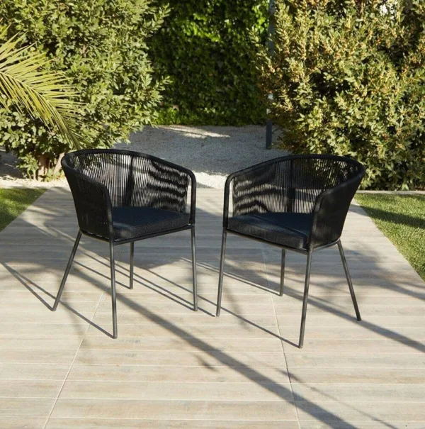 Outlet - Hali Black Rope Chair With Cushions - Set of 2
