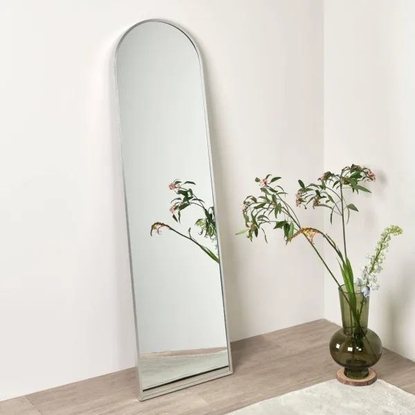 Outlet - Ingham 140x40Cm Metal Arch Mirror - Silver