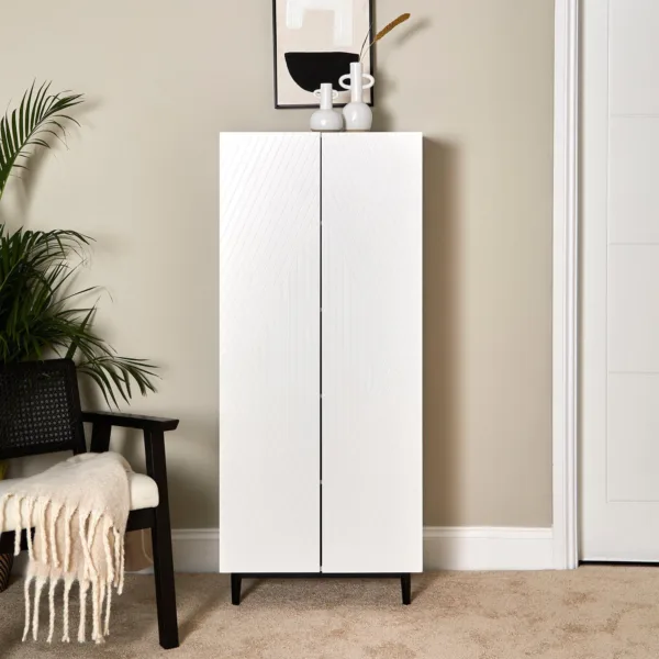 Outlet - Jack Shoe Cabinet - Geometric - White