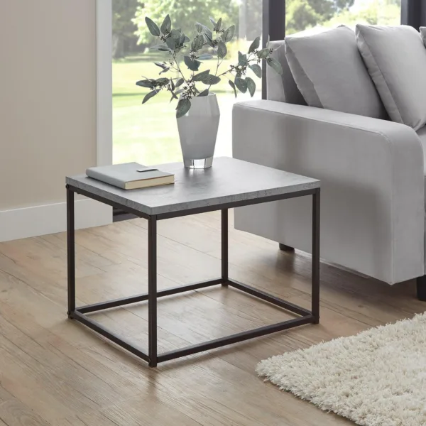 Outlet - Jay Side Table - Concrete Effect & Black