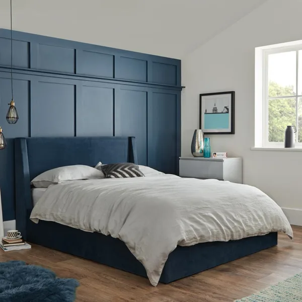 Outlet - Otto King Size Ottoman Bed - Royal Blue Velvet