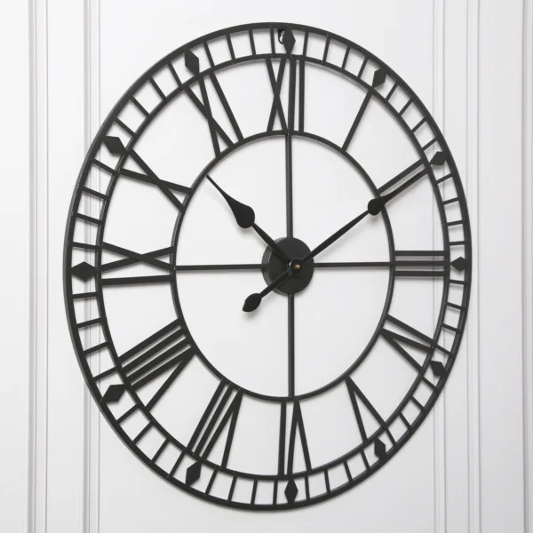Outlet - Riseley 80Cm Metal Skeleton Wall Clock - Black