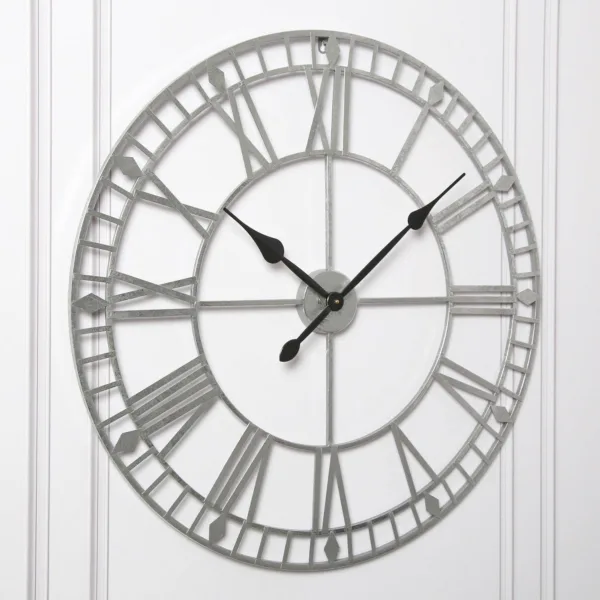 Outlet - Riseley 80Cm Metal Skeleton Wall Clock - Silver