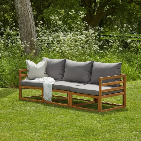 Outlet - Rowan Wooden Modular Set Middle Seat - Dark Grey