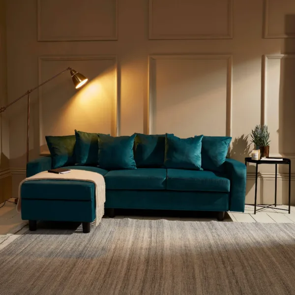 Outlet - Tracy Corner Sofa - Lagoon Teal Velvet