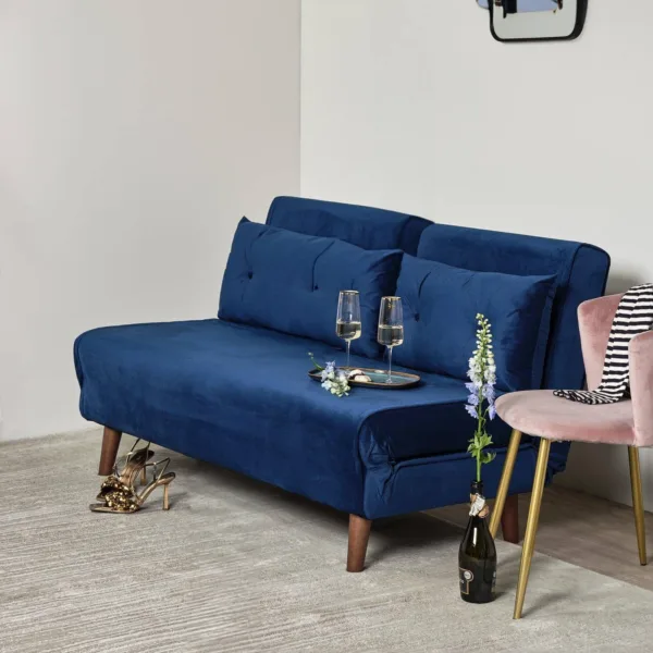 Outlet - Una Double Sofa Bed - Navy Blue - Sprung Construction