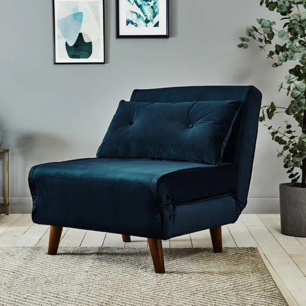 Outlet β Una single sofa bed - blue - velvet