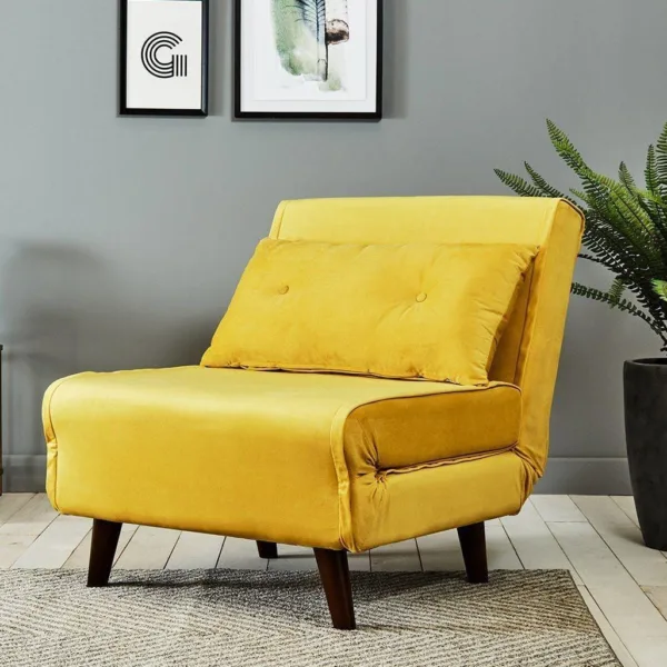 Outlet - Una Single Sofa Bed - Mustard Yellow