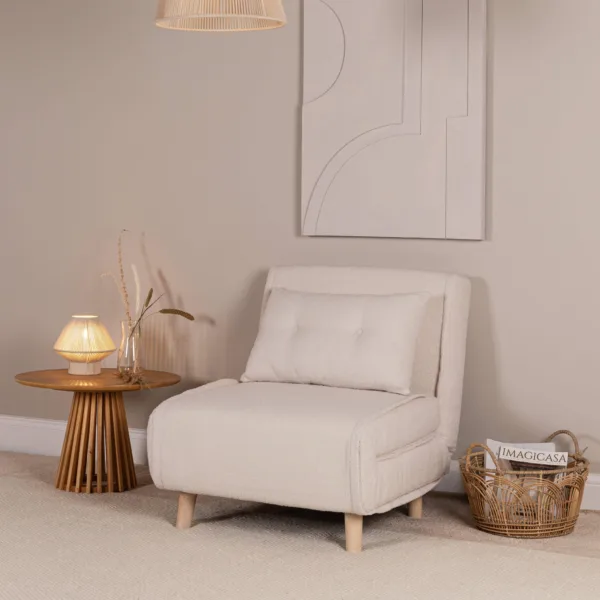 Outlet - Una Single Teddy Sprung Sofa Bed - Warm White