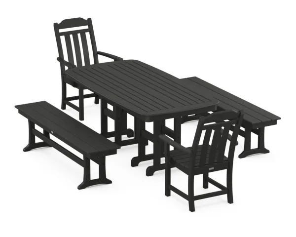 Polywood Country Living 5-Piece Dining Set with Benches