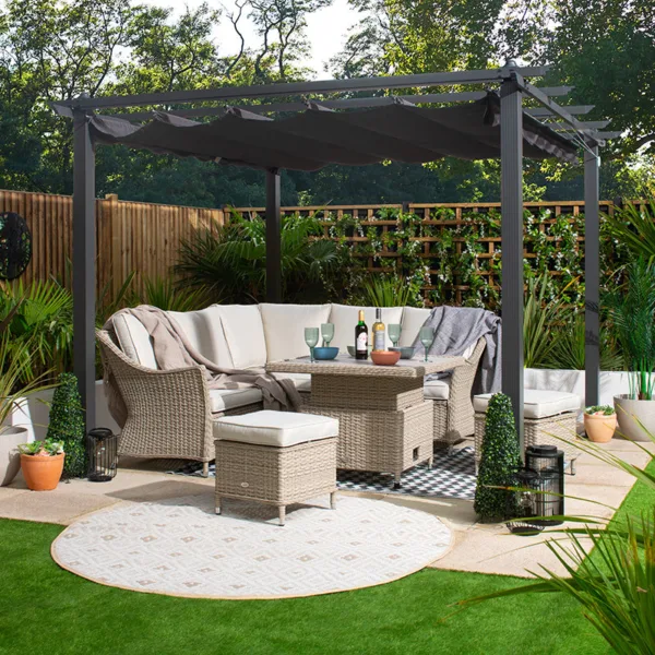 Premium Garden Gazebo 3x3m by Croft with a Charcoal Canopy + FREE Gazebo Cover Cream