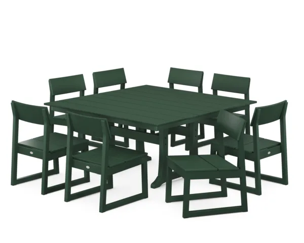 POLYWOOD EDGE 9-Piece Farmhouse Trestle Dining Set