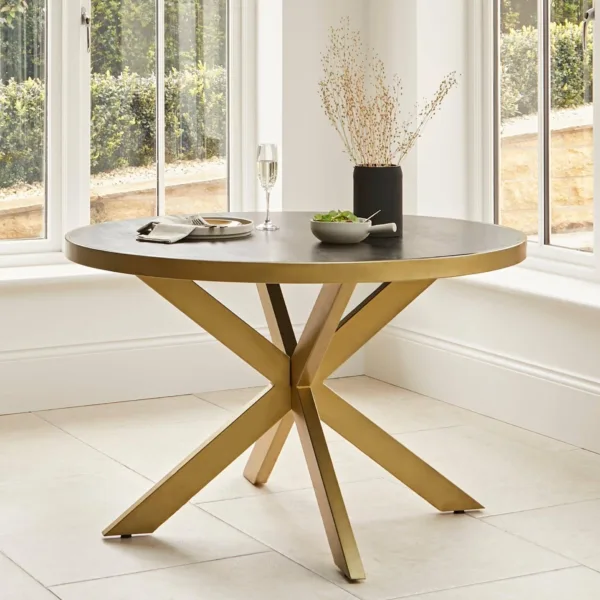 Rayna Jet Black Round Dining Table