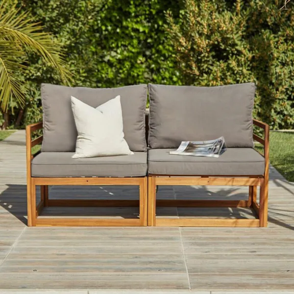 Rowan 2 Seater Wooden Garden Sofa - Grey