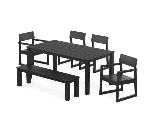 POLYWOOD EDGE 6-Piece Parsons Dining Set with Bench