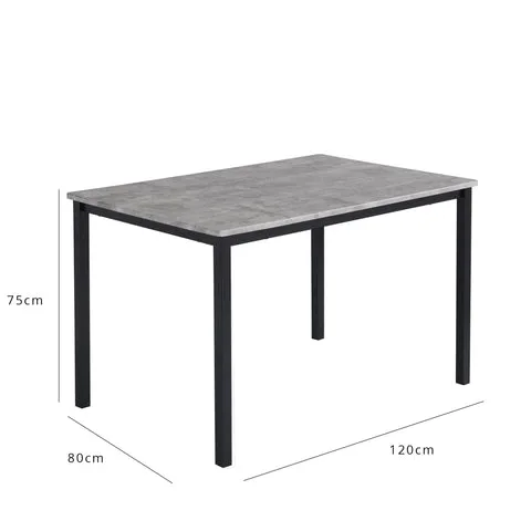 Milo Black Concrete Table Set - 4 Seater - Ellis Teal Black Chairs