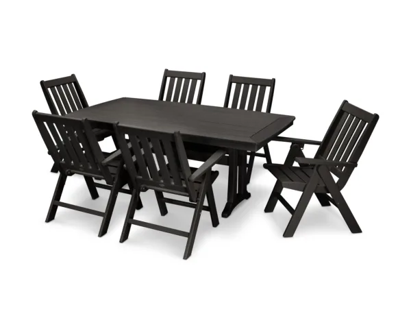 POLYWOOD Vineyard Folding Chair 7-Piece Dining Set with Trestle Legs