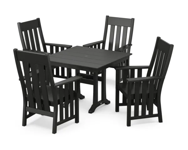 Martha Stewart by POLYWOOD Acadia 5-Piece Farmhouse Dining Set with Trestle Legs