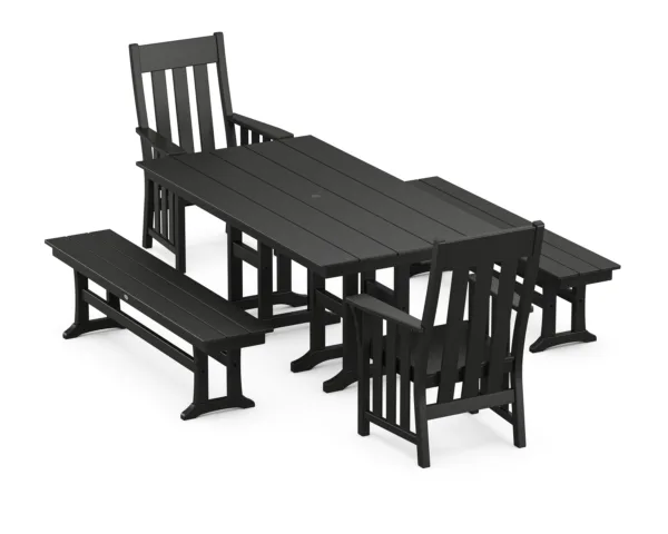 Martha Stewart by POLYWOOD Acadia 5-Piece Farmhouse Dining Set with Benches