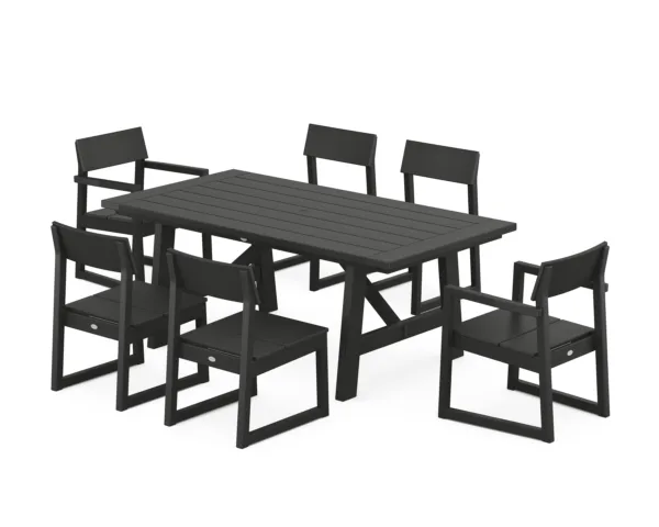 POLYWOOD EDGE 7-Piece Rustic Farmhouse Dining Set