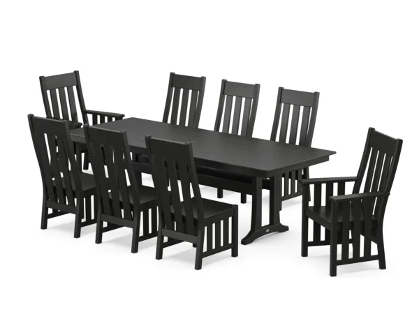 Martha Stewart by POLYWOOD Acadia 9-Piece Farmhouse Dining Set with Trestle Legs