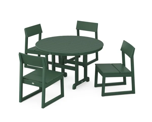 POLYWOOD EDGE Side Chair 5-Piece Round Farmhouse Dining Set