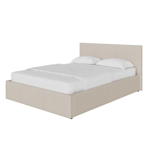 Side Lift Double Ottoman Bed Metal & Wood Natural 5 x 7ft