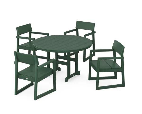 POLYWOOD EDGE 5-Piece Round Farmhouse Dining Set